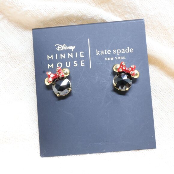 Kate Spade Jewelry - Kate Spade Disney Minnie Gold Stud Earrings Black NEW